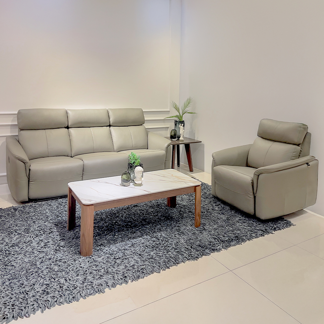 Manual Reclining Leather Sofa