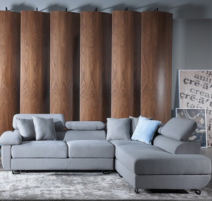 Minimalist L-Shaped Fabric Sofa with Adjustable Headrests | FREE Kay Coffee Table
