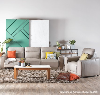 Sofa L-Shape kulit recliner motorize | Gratis Meja Kopi  & Extra Cashback Rp5,000,000