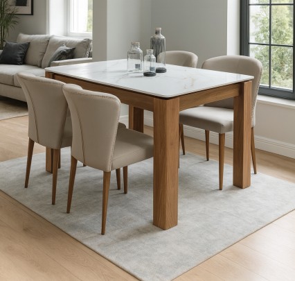 Nezzo Sintered DIning Table with Anne Dining Chairs