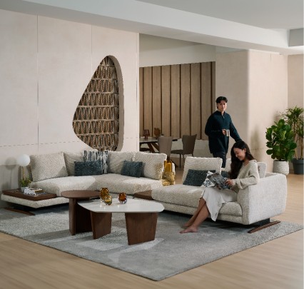 Sofa Kain L-Shape dengan Covers yang Dapat Dilepas | Extra Cashback Rp8,000,000