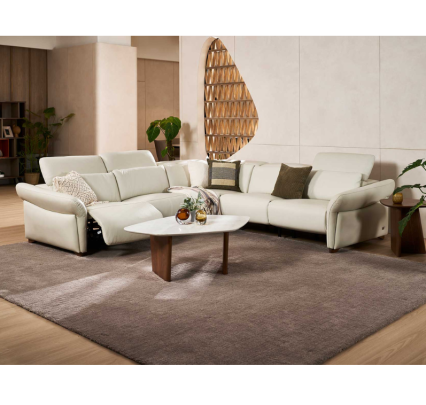 L-Shape Motorized Recliner Sofa with Adjustable Headrest